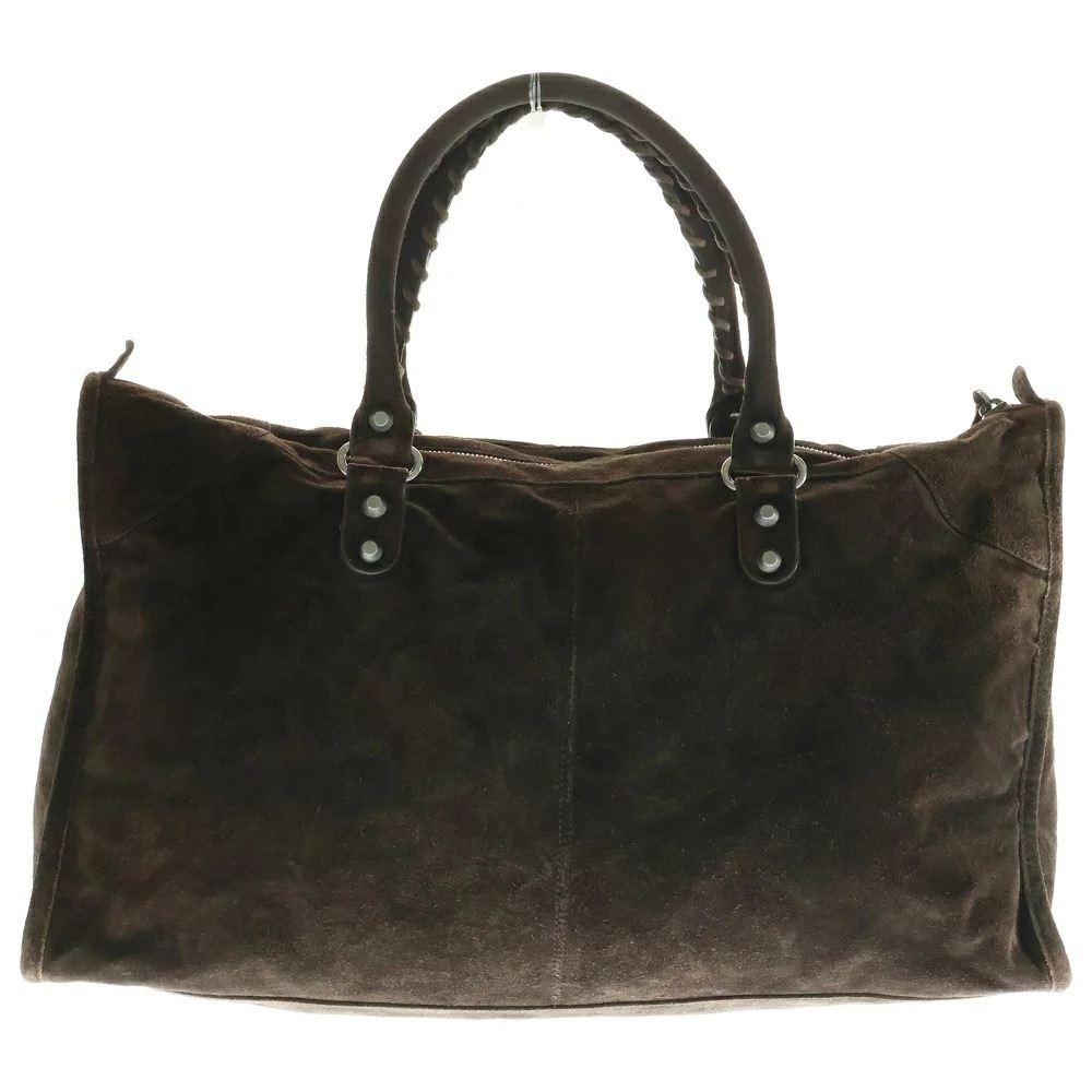 Balenciaga Suede The Handbag Bag Work Tote Brown